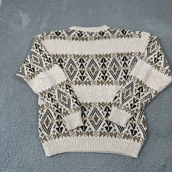 Vintage Y2K Van Heusen Cream Fair Isle Crew Neck Pullover Sweater Mens Large USA - Picture 6 of 7